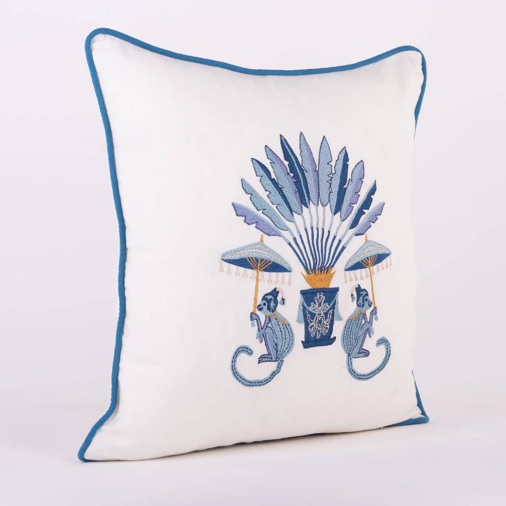 Les Ottomans Hand-embroidered cotton cushion EBC14b 2025