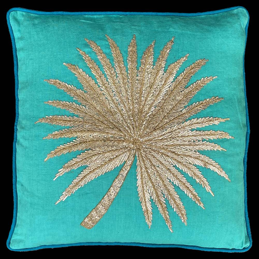 Les Ottomans Hand-embroidered linen cushion EBC48 Offerta