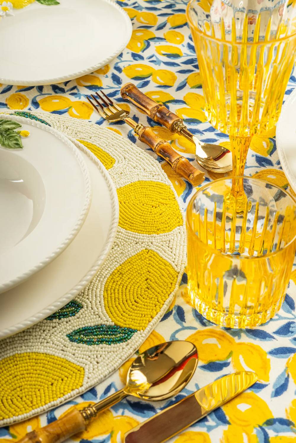 Les Ottomans Set of two Beaded Placemats TJB14 In Linea
