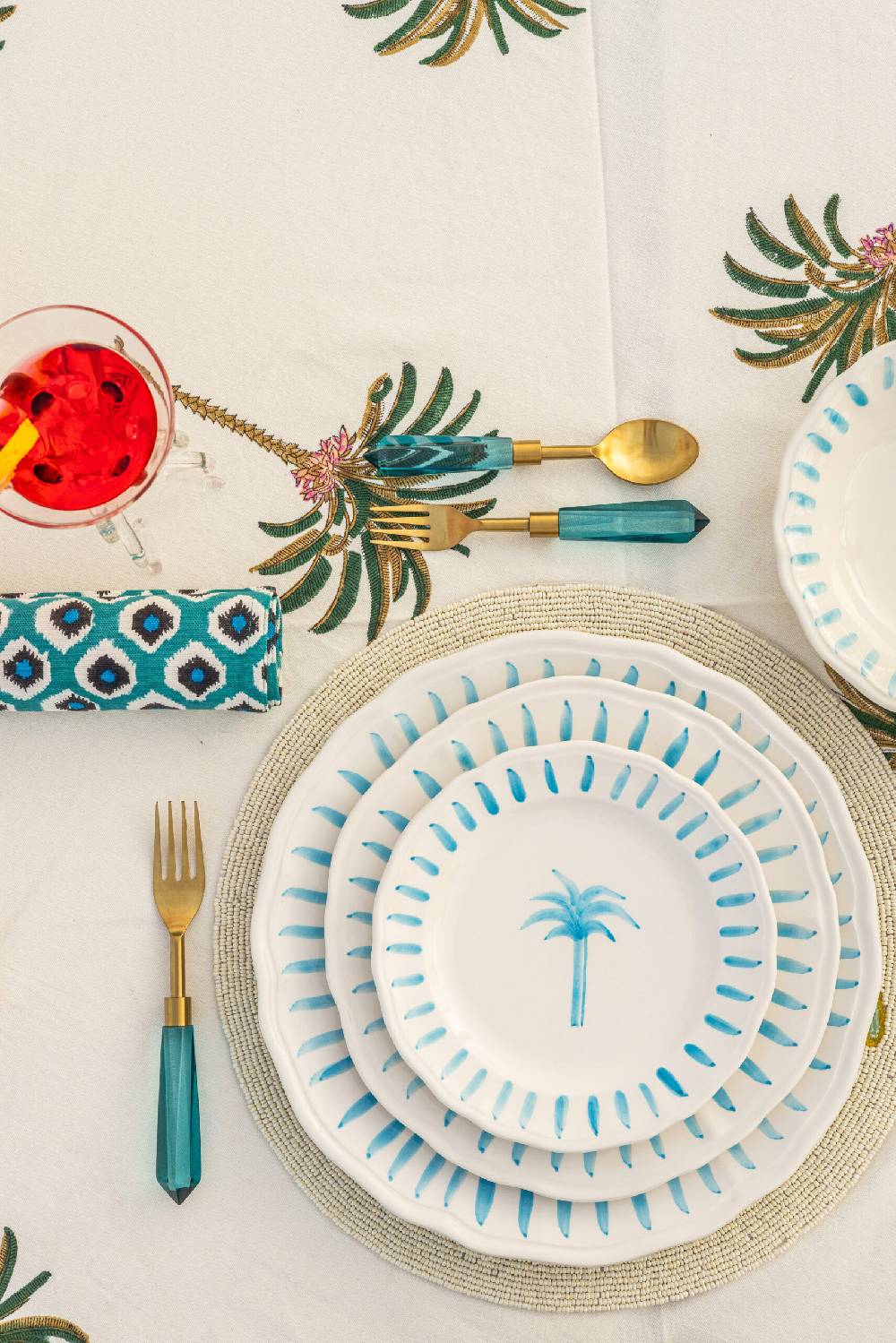 Les Ottomans Palm handpainted ceramic dessert plate Promozione