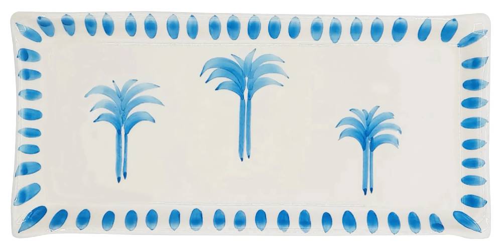 Les Ottomans Palm handpainted ceramic big tray Consegna Veloce