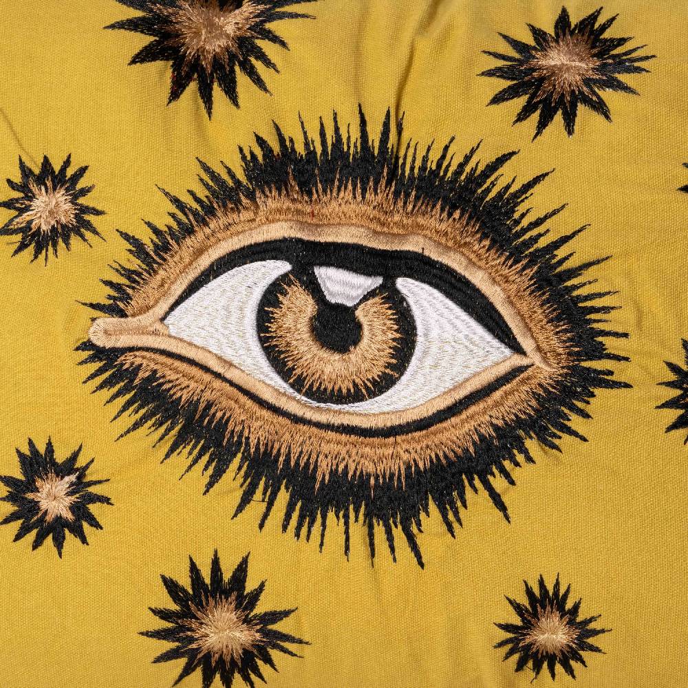 Les Ottomans Eye hand-embroidered cotton cushion EYBC02 Sottocosto