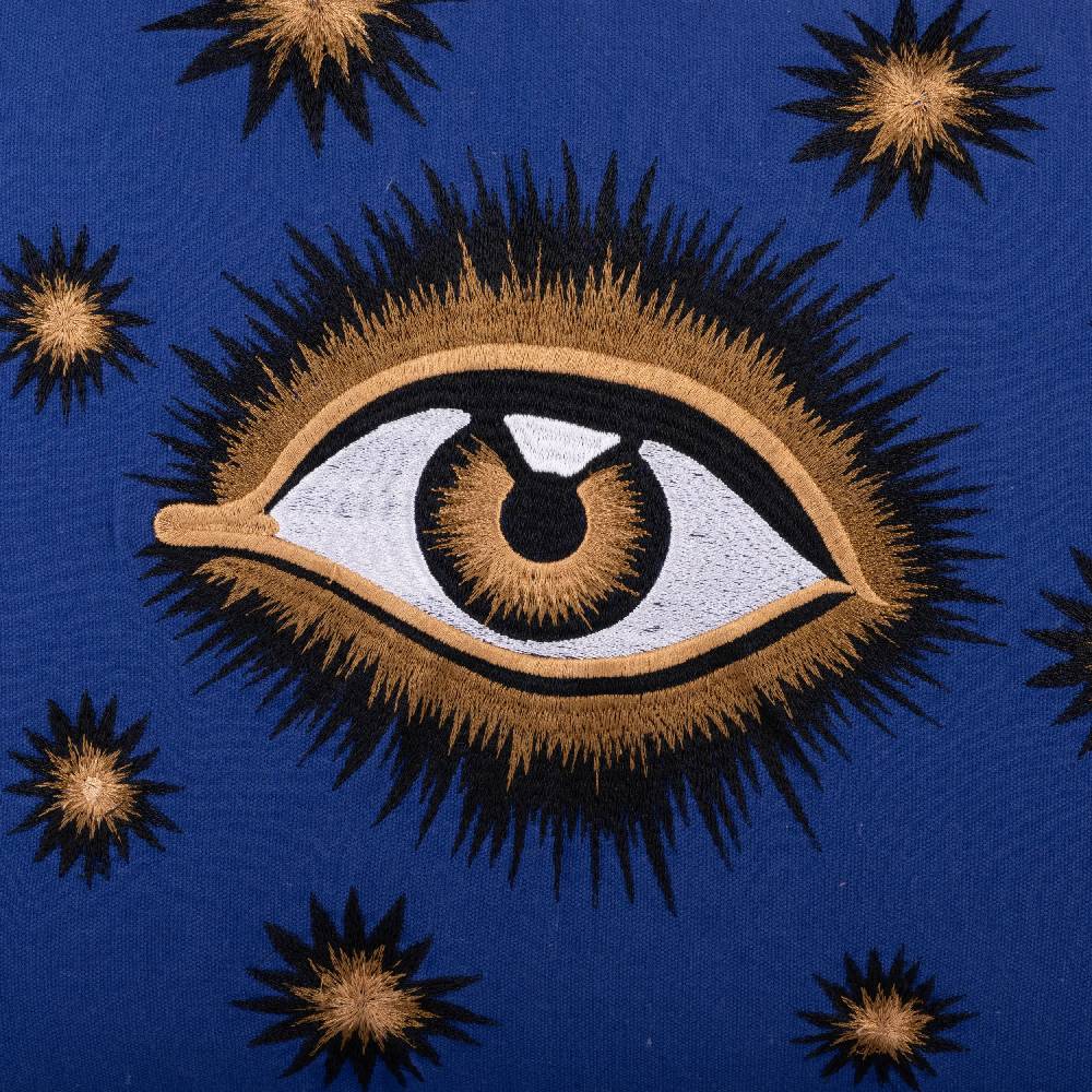 Les Ottomans Eye hand-embroidered cotton cushion EYBC05 Presa