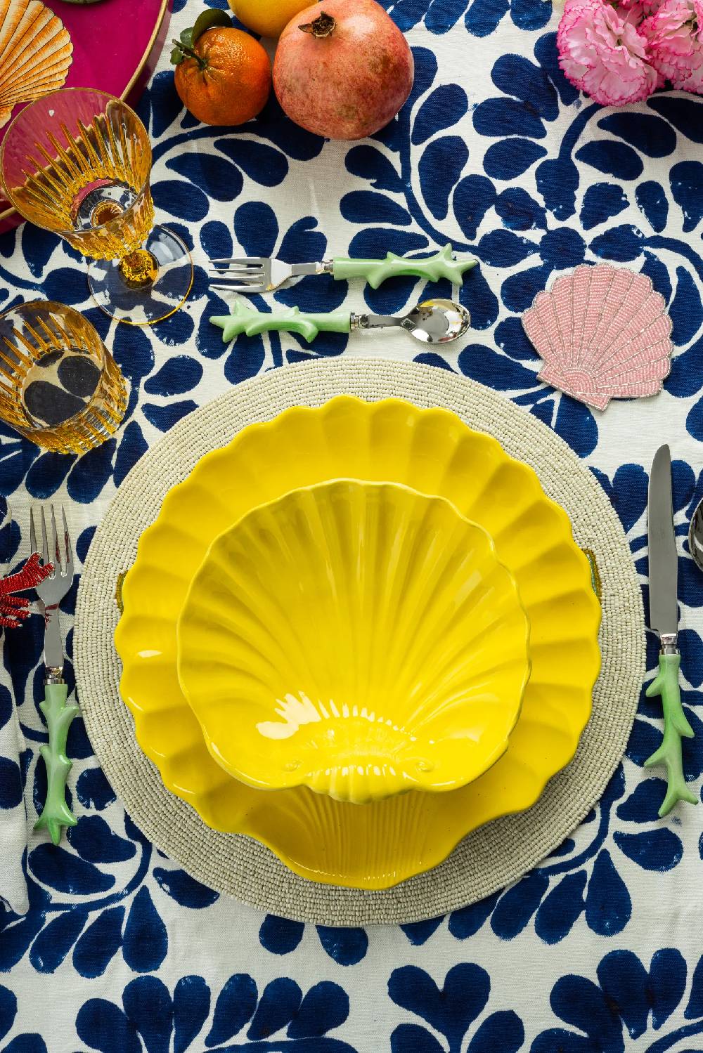 Les Ottomans Shell handpainted ceramic dessert plate Shopping Online