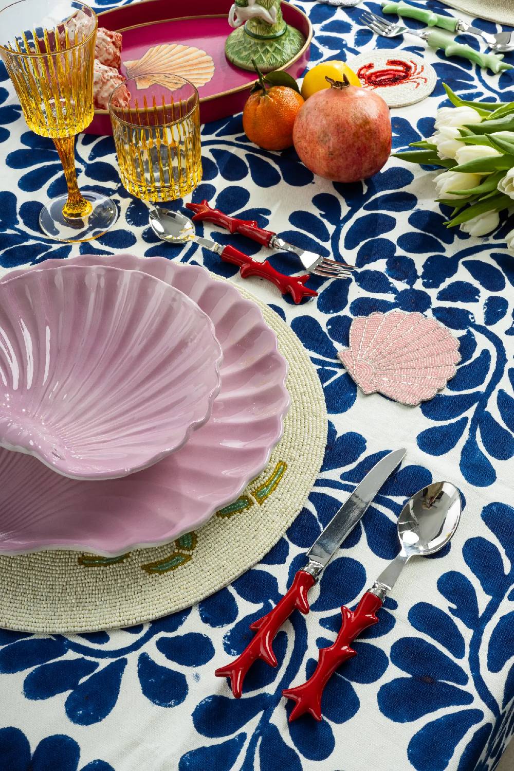 Les Ottomans Shell handpainted ceramic dinner plate Novità