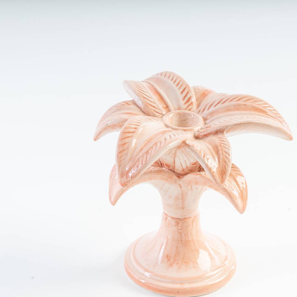 Les Ottomans Handpainted palm ceramic candleholder MARP06 Pezzi Unici