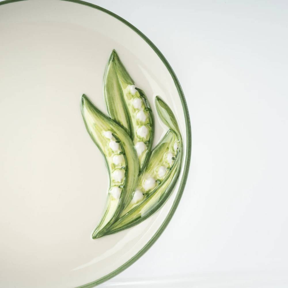 Les Ottomans Lilly of the valley handpainted ceramic dessert plate Vendite Flash