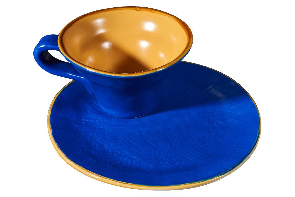 Novità Home Mediterraneo - Tazzina Svasata Caffè con Piattino - 6 Colori Assortiti Italy