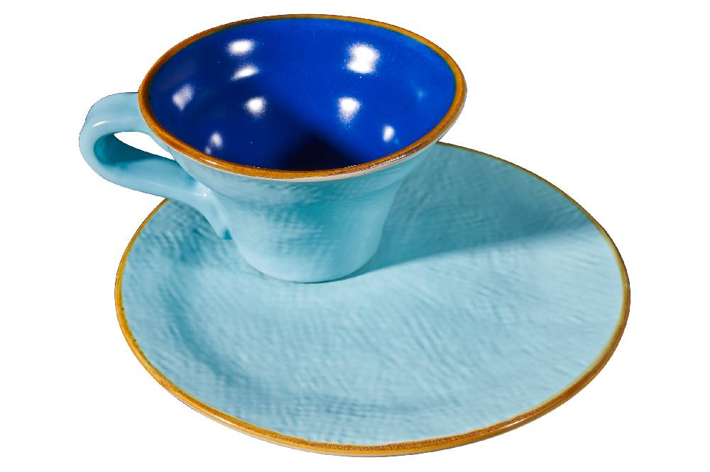 Novità Home Mediterraneo - Tazzina Svasata Caffè con Piattino - 6 Colori Assortiti Italy