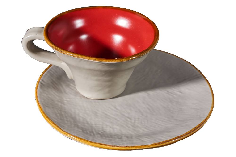 Novità Home Mediterraneo - Tazzina Svasata Caffè con Piattino - 6 Colori Assortiti Italy