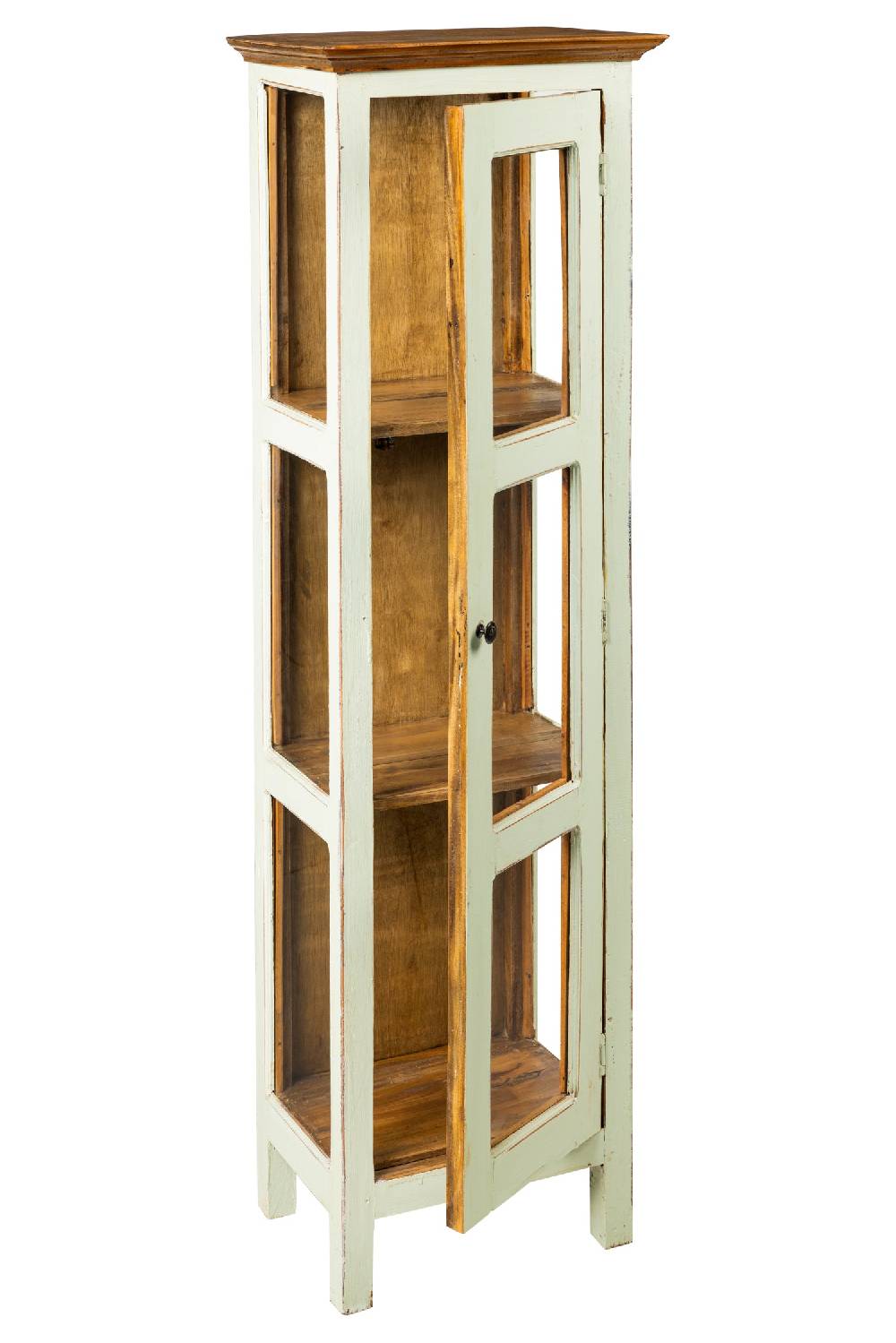 Novità Home Recycle - Vetrinetta in Legno con Sportello Beige Offerta