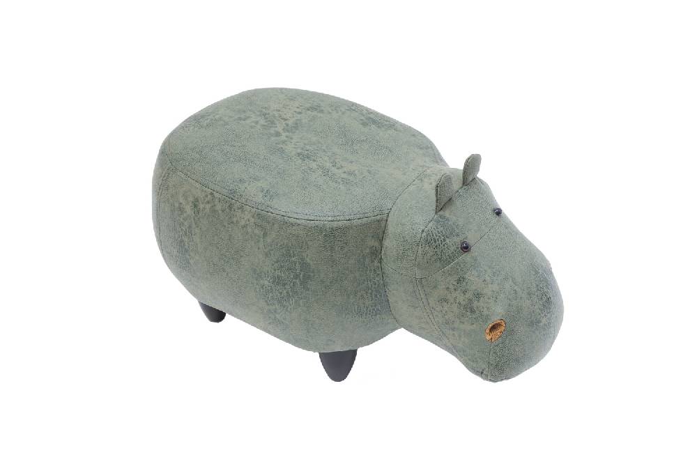 Novità Home Pouf Imbottito In Fintapelle E Legno - Ippopotamo Offerte