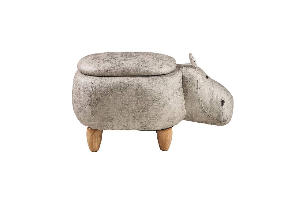 Novità Home Pouf imbottito in fintapelle, legno - ippo bianco con contenitor Moda