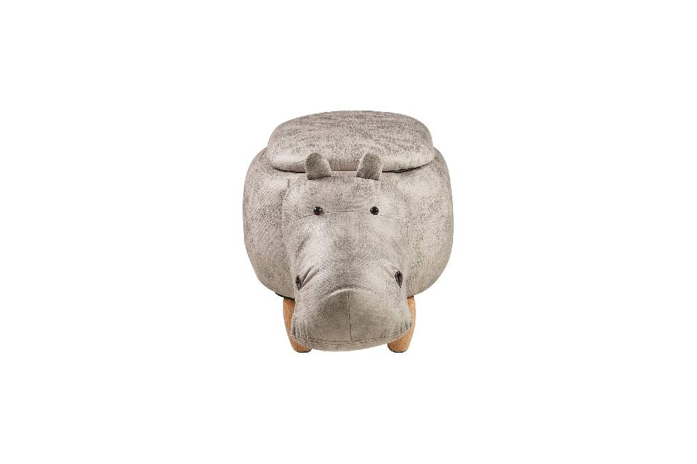 Novità Home Pouf imbottito in fintapelle, legno - ippo bianco con contenitor Moda