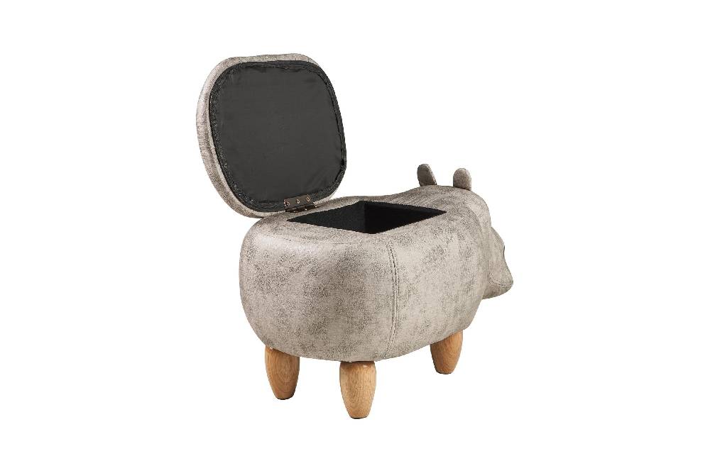 Novità Home Pouf imbottito in fintapelle, legno - ippo bianco con contenitor Moda