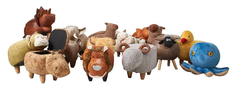 Novità Home Pouf imbottito in fintapelle, legno - ippo bianco con contenitor Moda