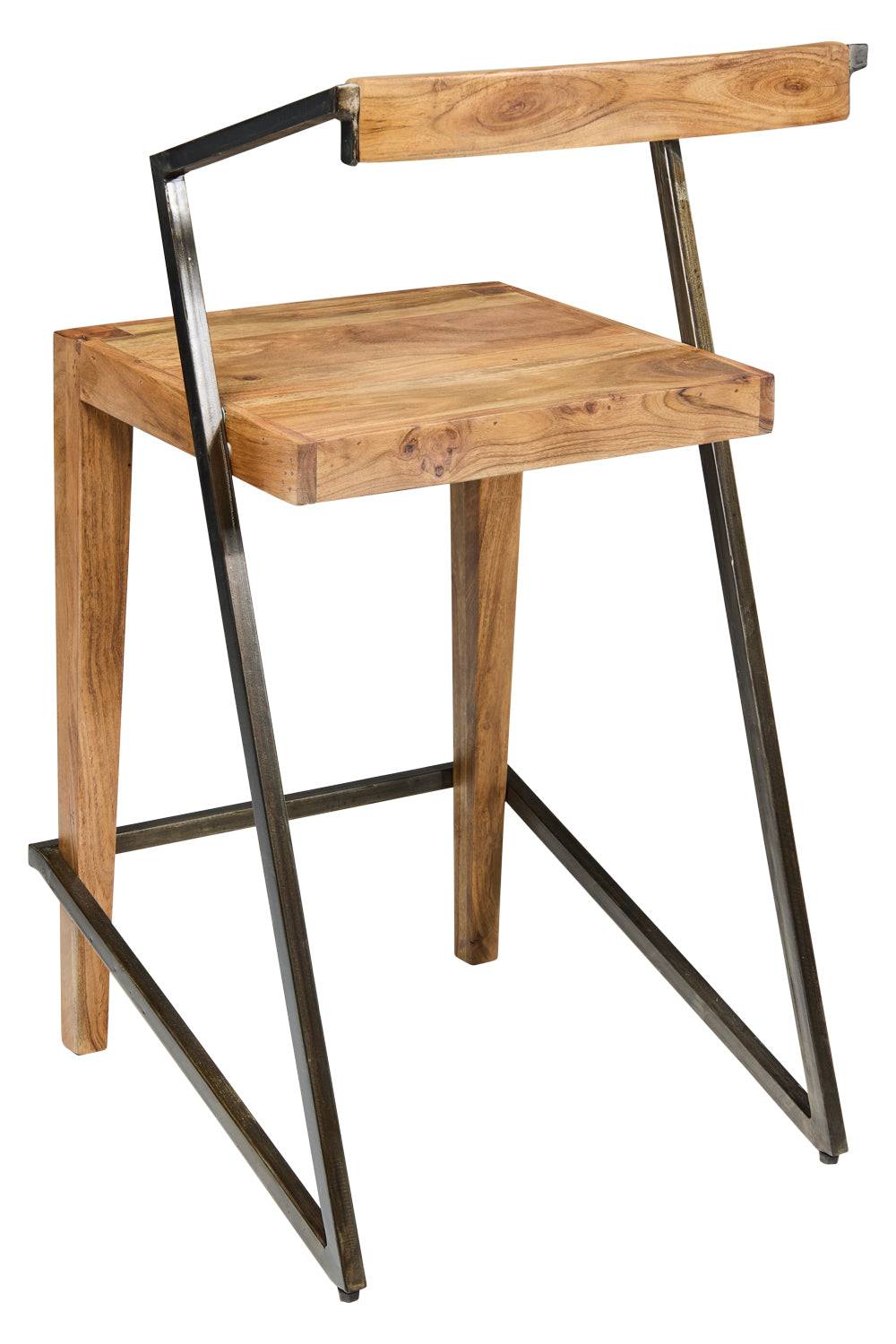 Novità Home Boston - Sgabello Alto in Ferro e Legno di Acacia Shopping Online