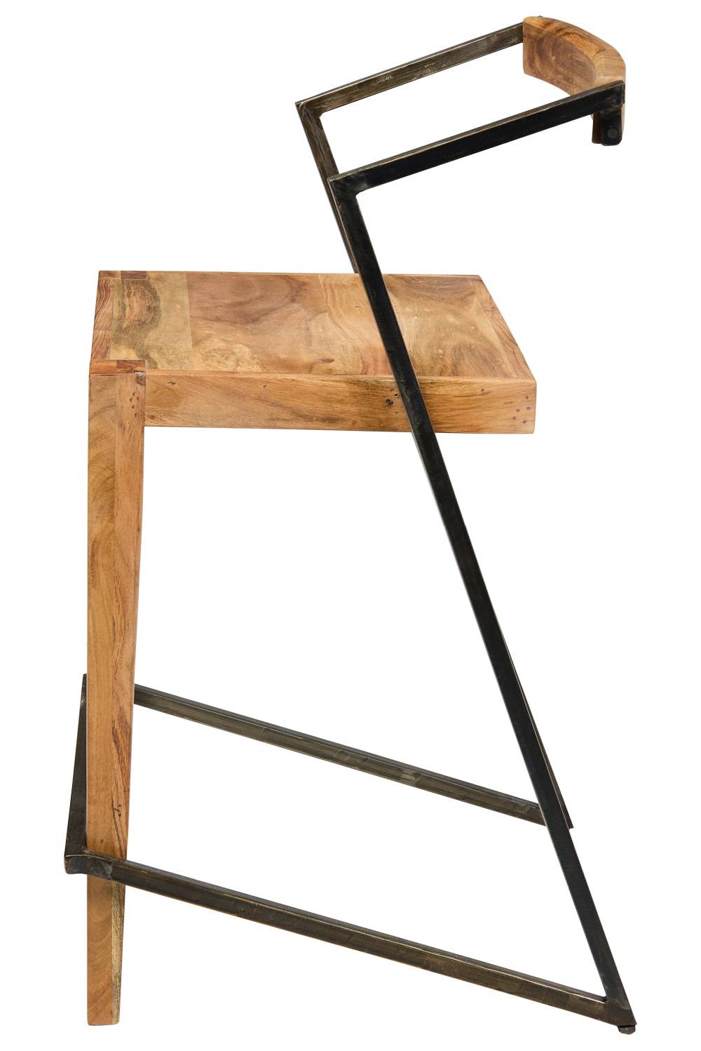 Novità Home Boston - Sgabello Alto in Ferro e Legno di Acacia Shopping Online