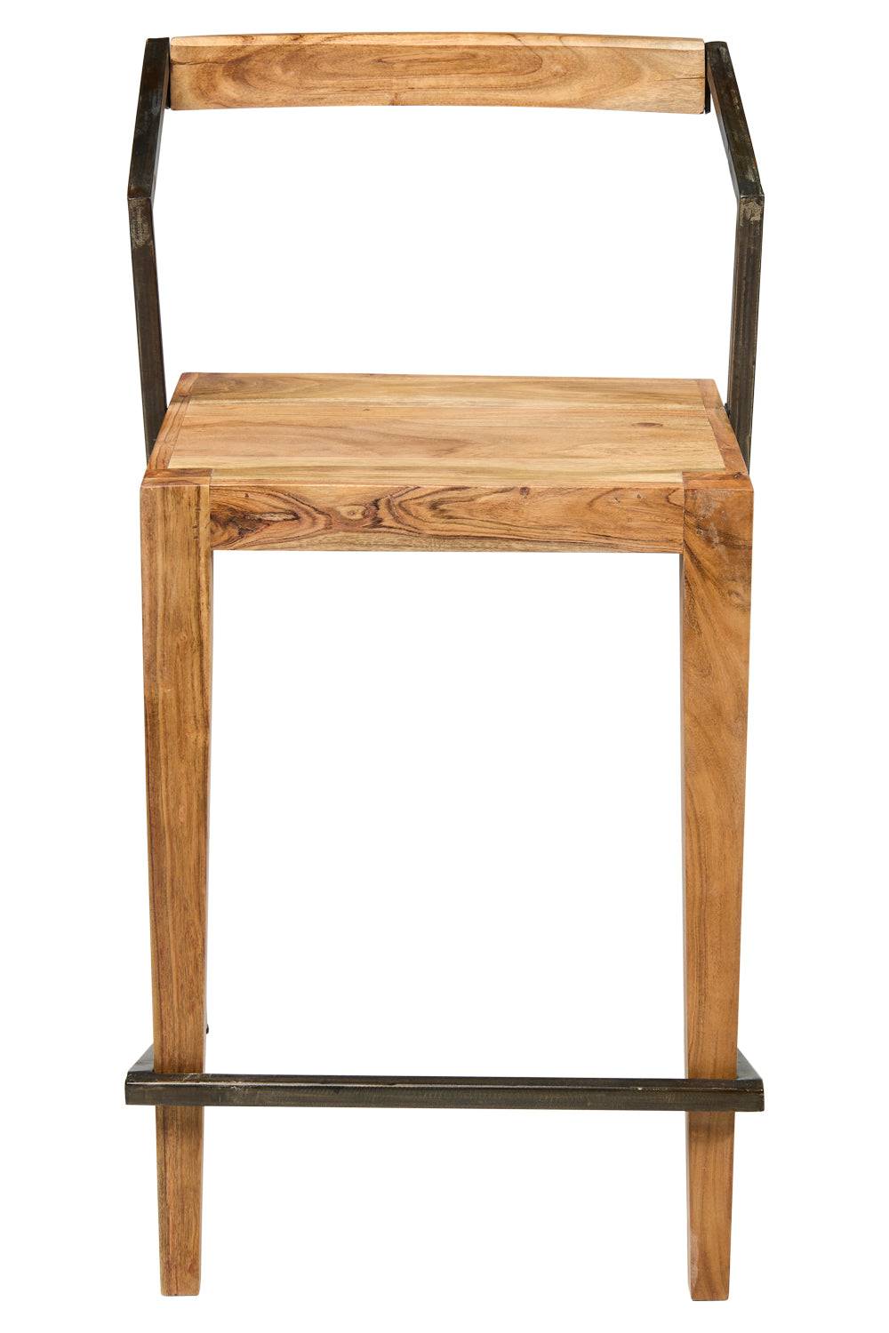 Novità Home Boston - Sgabello Alto in Ferro e Legno di Acacia Shopping Online