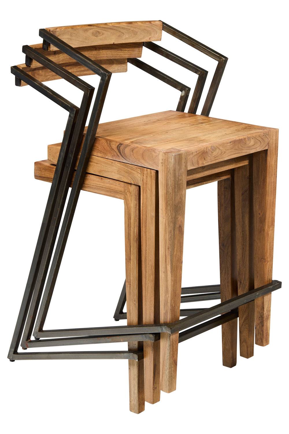 Novità Home Boston - Sgabello Alto in Ferro e Legno di Acacia Shopping Online