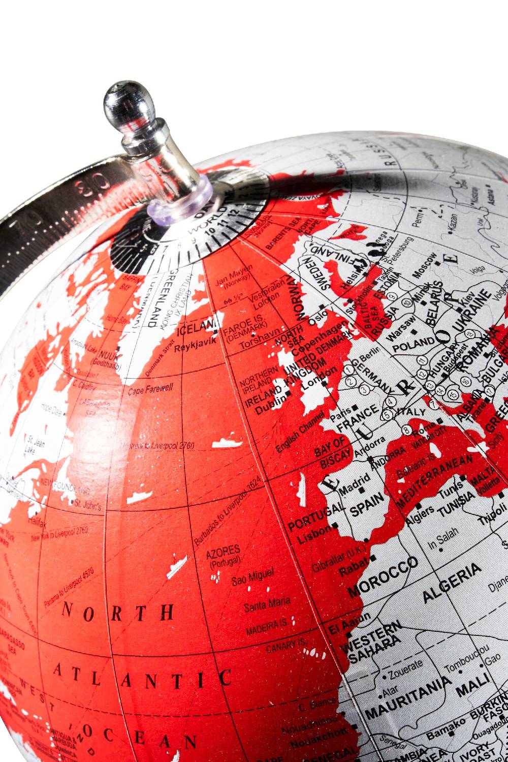Novità Home Mappamondo - globo rosso base tre piedi color acciao Nuova