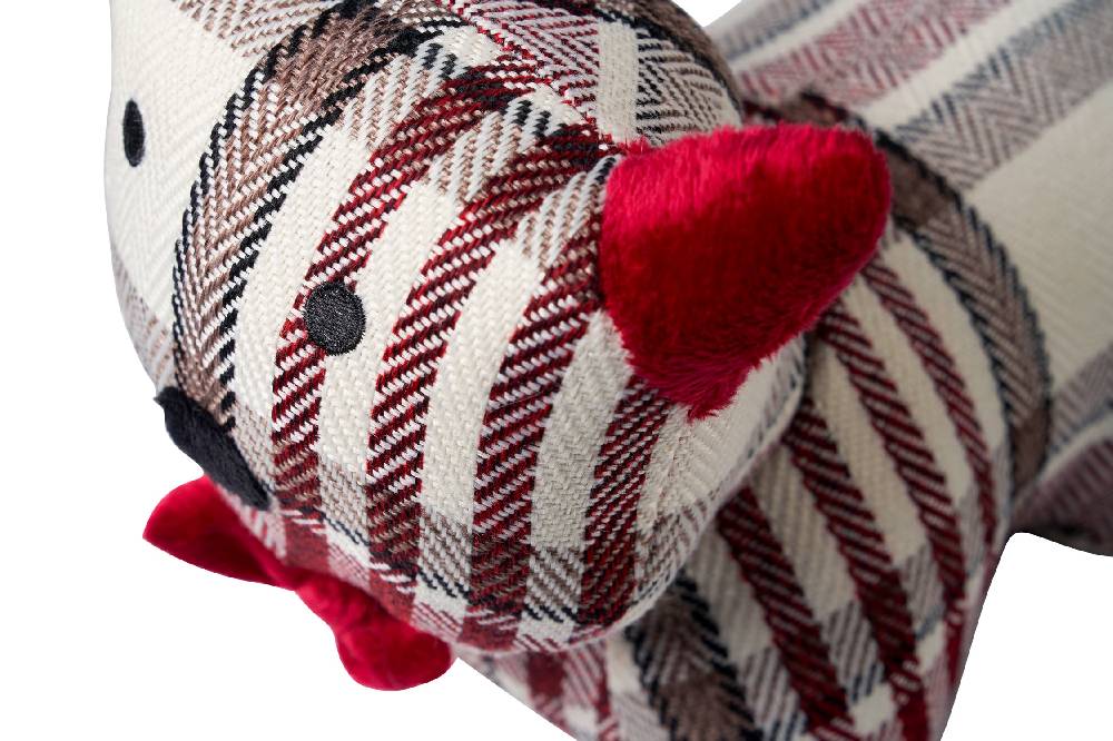 Novità Home Gattino ferma porta in tessuto tartan bianco e rosso 2025