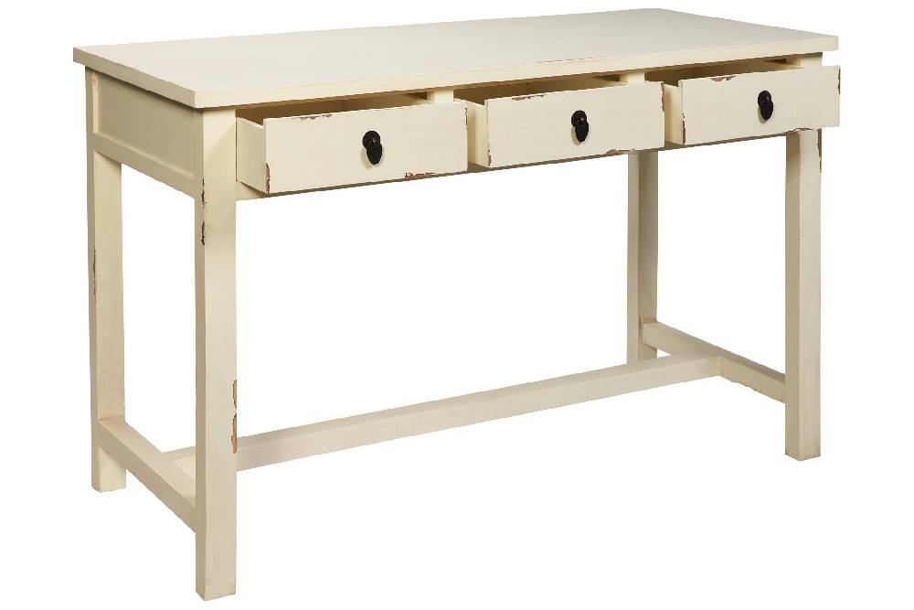 Novità Home Fuji - scrivania 3 cassetti in legno bianco Nuovo