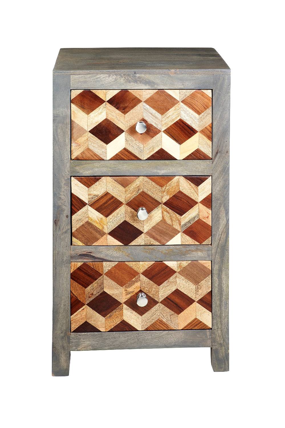 Novità Home Dimension - comodino 3 cassetti in legno Promozione
