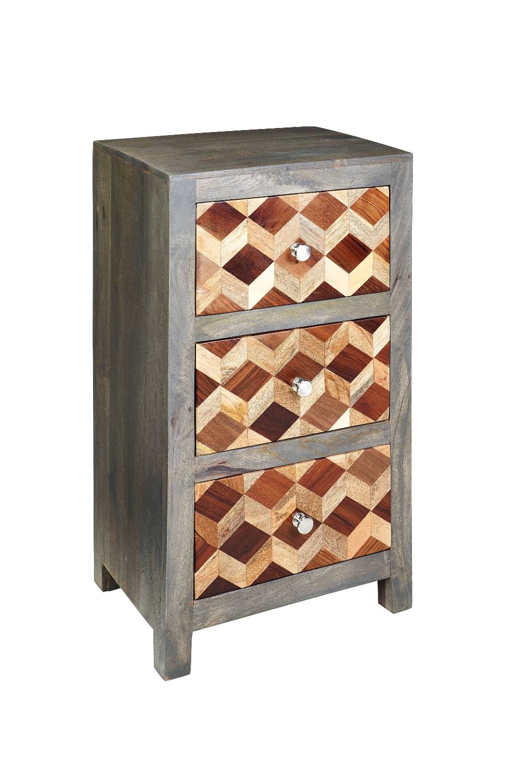 Novità Home Dimension - comodino 3 cassetti in legno Promozione