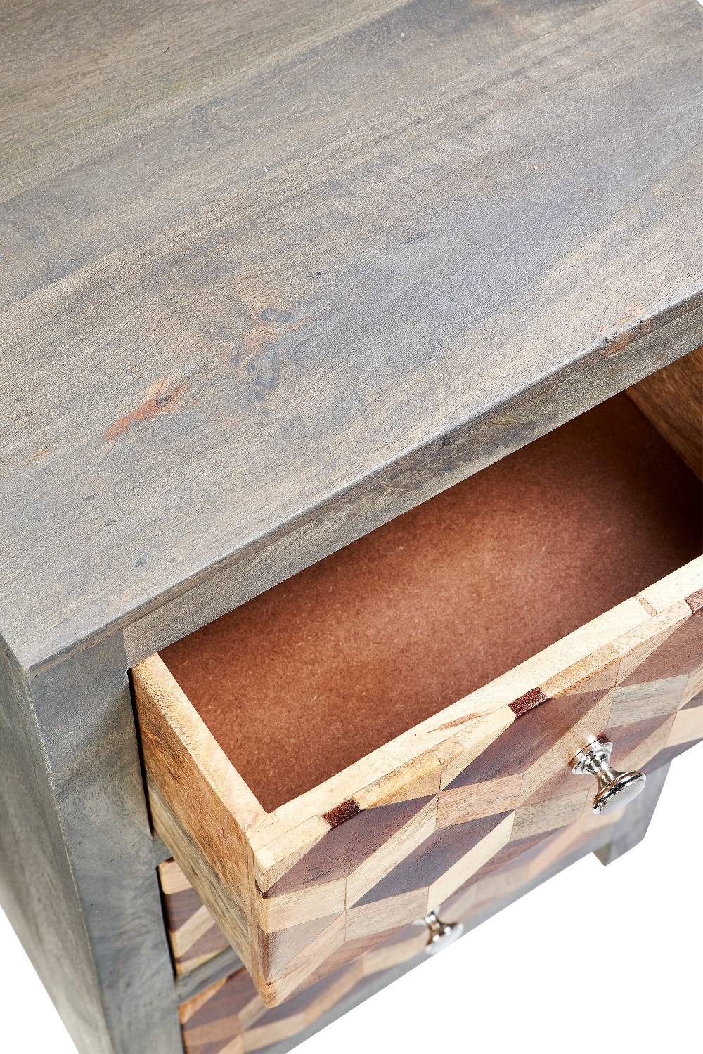 Novità Home Dimension - comodino 3 cassetti in legno Promozione