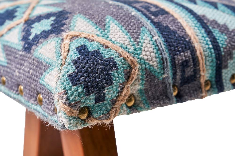 Novità Home Cancun - Panca in Legno di Acacia Imbottita in Cotone di Recupero Sottocosto