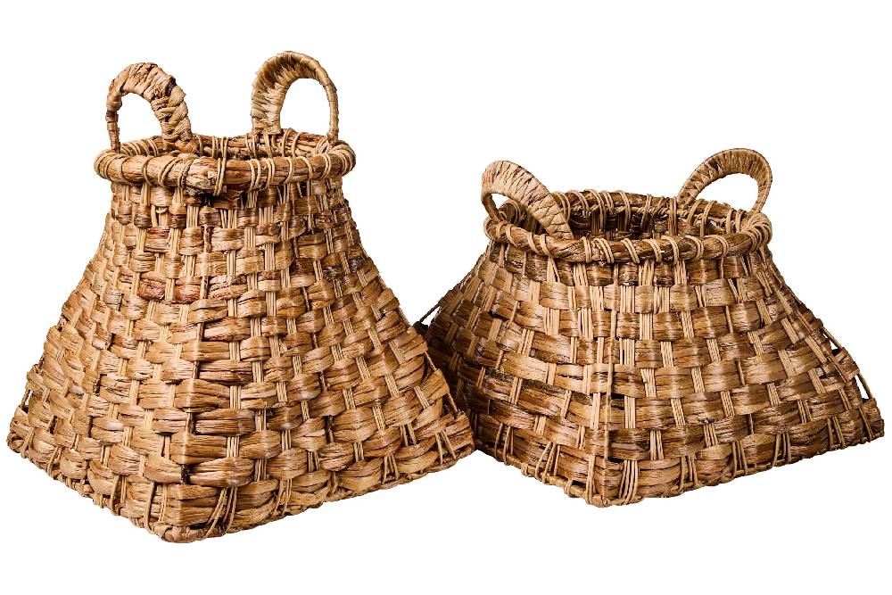 Novità Home Weaves - Ceste Base Quadrata Set 1/2 Intreccio Stile Castagno Vendita Economica