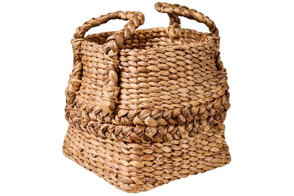 Novità Home Weaves - Cesta Con Manici Base Quadrata Bordo Treccia Vendite Flash