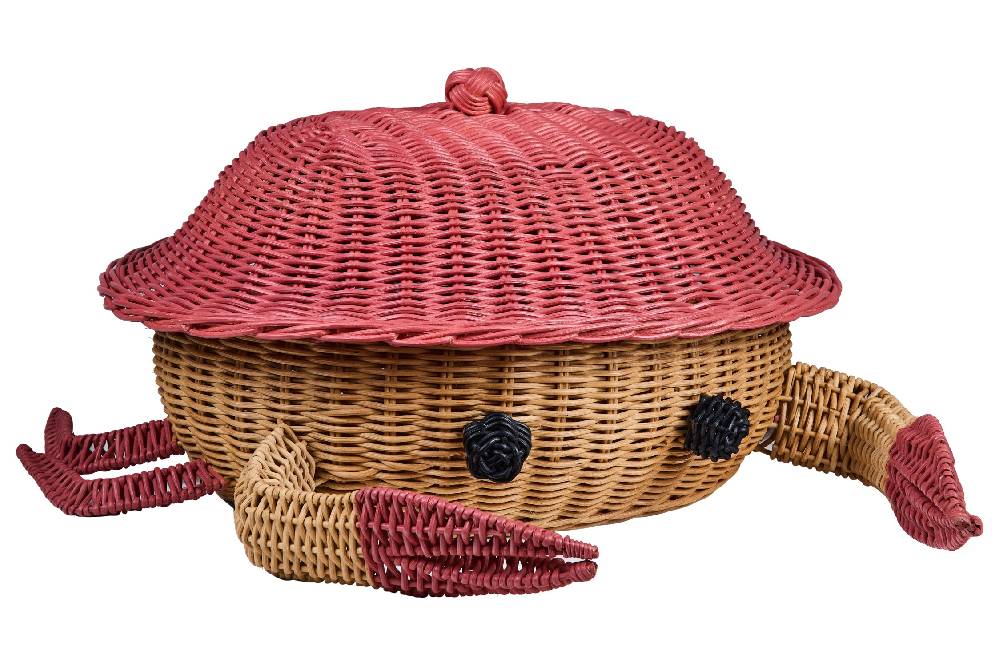 Novità Home Tressage - Granchio Contenitore In Midollino Naturale Arancio Offerta per la Festa della Mamma