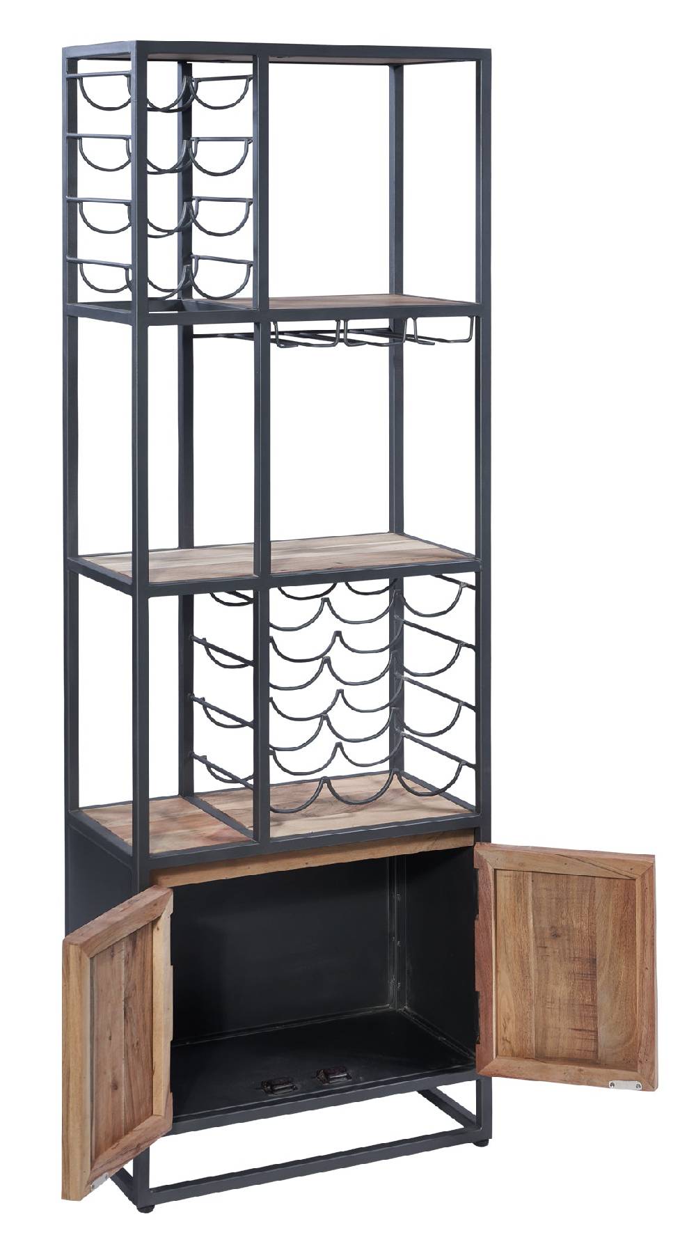 Novità Home Credenza portabottiglie con 2 sportelli in legno e metallo Black Friday Prezzi