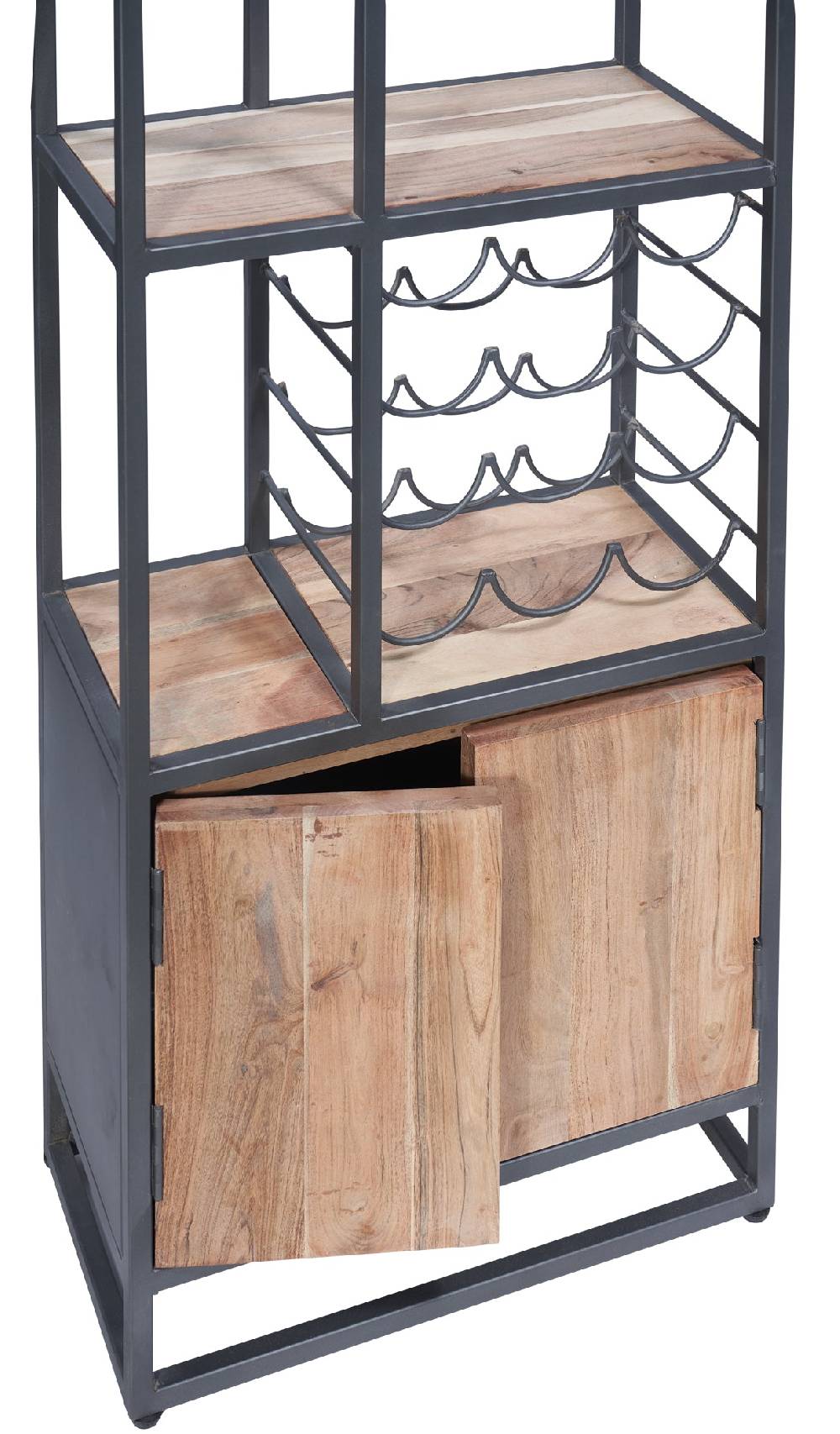 Novità Home Credenza portabottiglie con 2 sportelli in legno e metallo Black Friday Prezzi