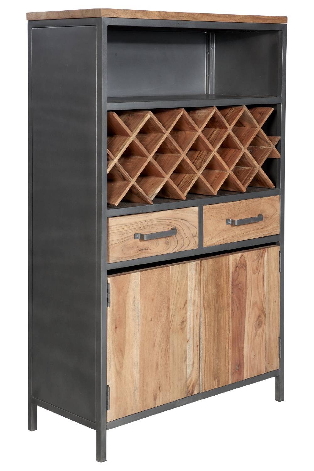 Novità Home Credenza alta portabottiglie 2 cass 2 sport in legno e metallo In vendita