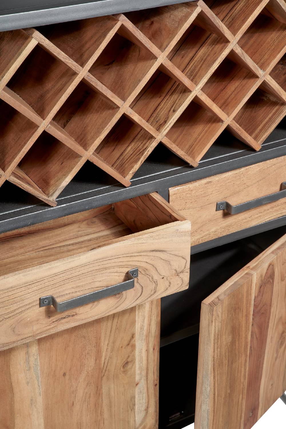 Novità Home Credenza alta portabottiglie 2 cass 2 sport in legno e metallo In vendita