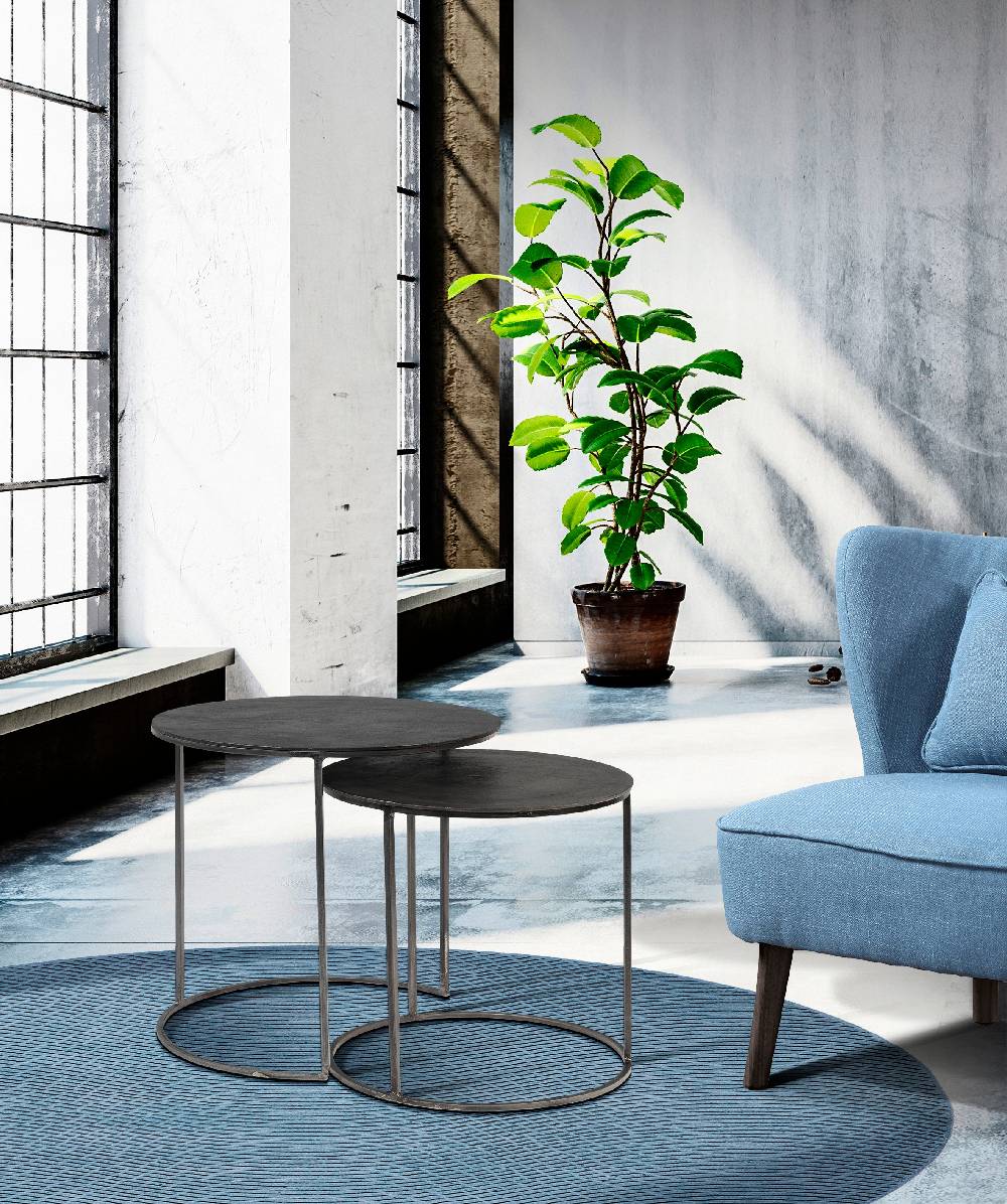 Novità Home Tavolino basso tondo in ferro - set 1/2 Qualità