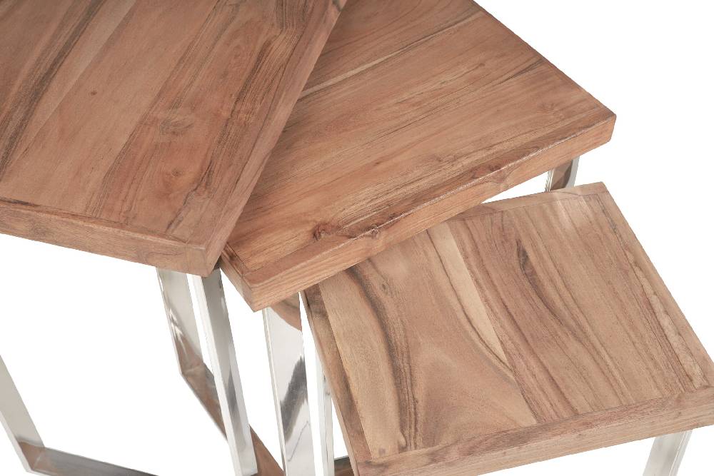 Novità Home Tavolino basso in legno e metallo - set 1/3 Spedizione Gratuita
