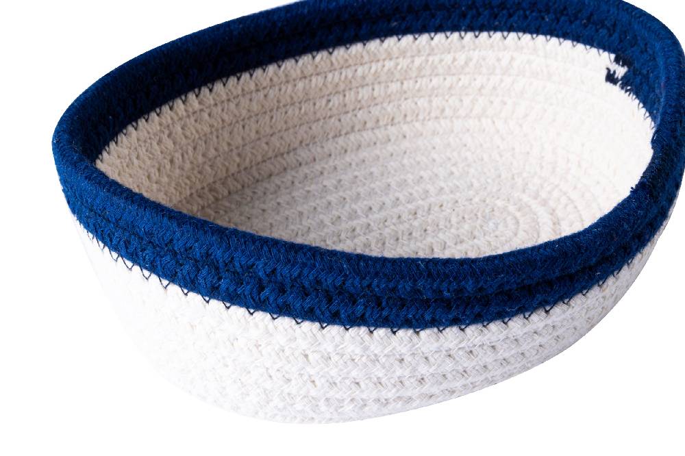 Novità Home Sapore Di Mare - Cestino Pane Ovale Bianco Bordo Blue Fornitura limitata