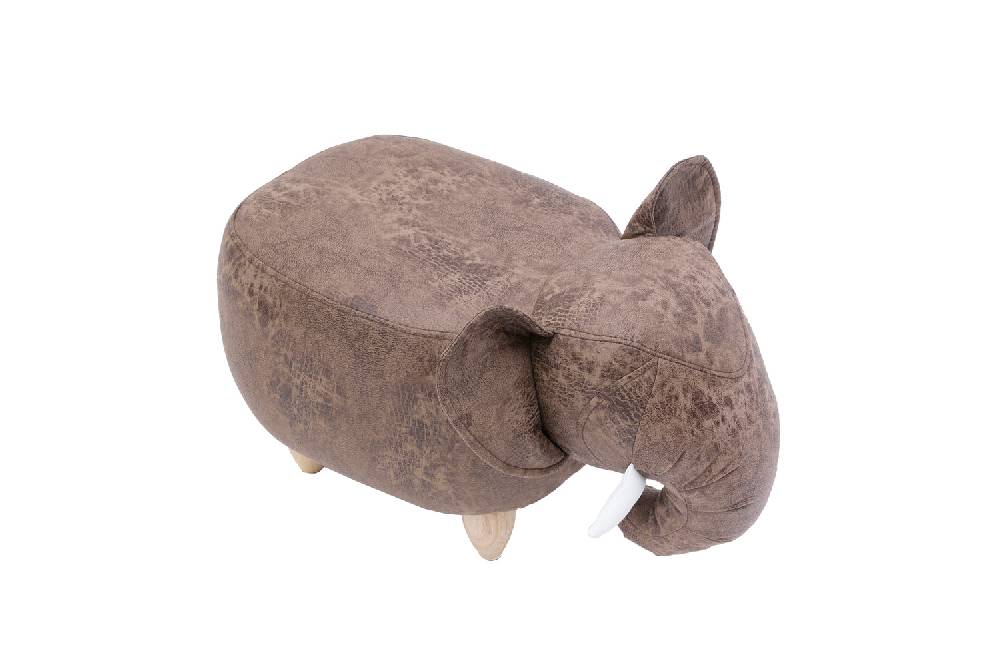 Novità Home Pouf Imbottito In Fintapelle E Legno - Elefante Offerta migliore
