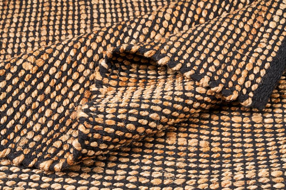 Novità Home Tappeto - Intreccio Cotone Nero E Juta Online Outlet
