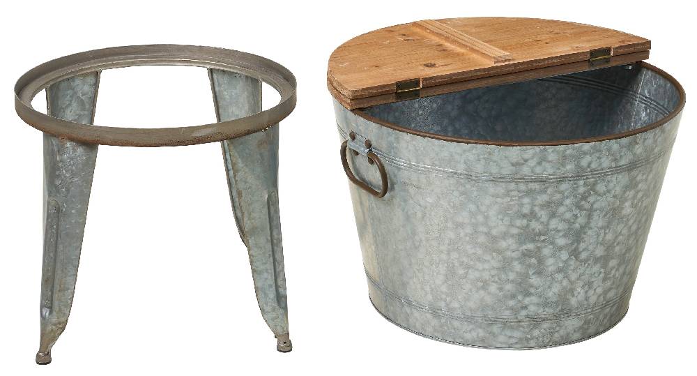 Novità Home Pozzetto - contenitore metallo e legno tondo Offerta speciale della fabbrica