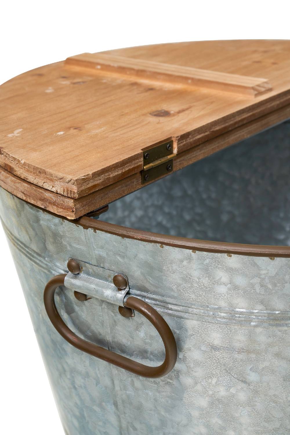 Novità Home Pozzetto - contenitore metallo e legno tondo Offerta speciale della fabbrica
