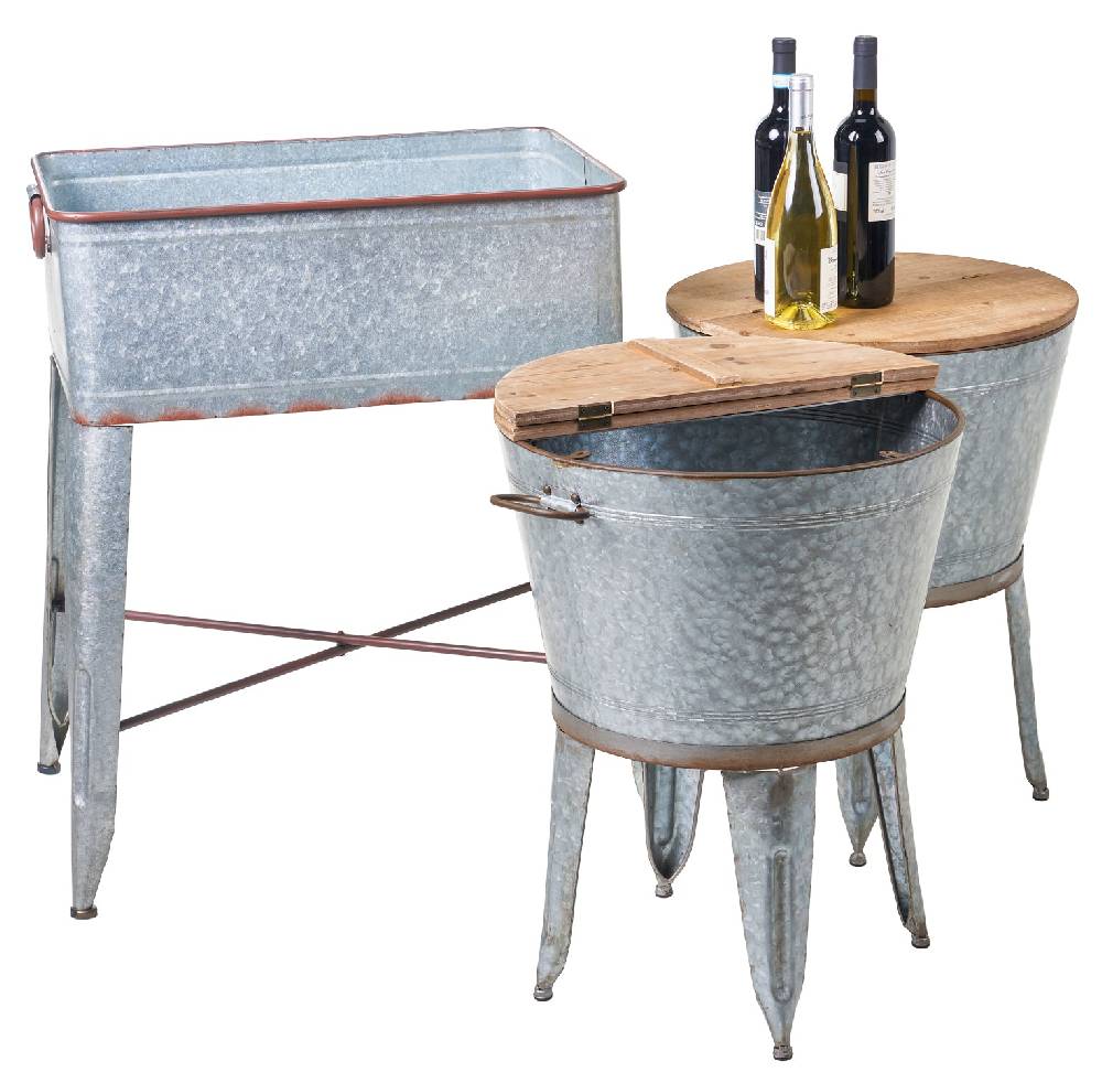 Novità Home Pozzetto - contenitore metallo e legno tondo Offerta speciale della fabbrica