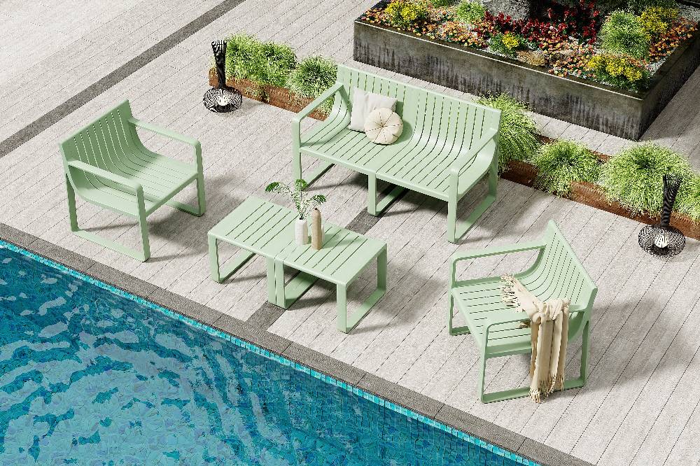 Novità Home Ajobi - Set 1/5 da esterno In Pp Verde Salvia 2025