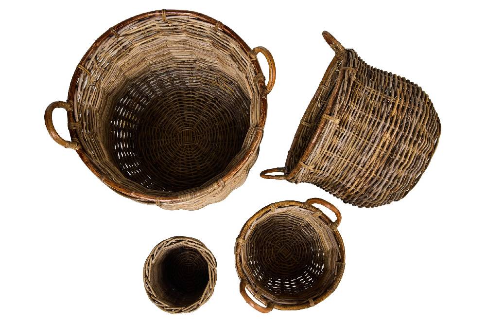 Novità Home Rush Weaves - 3 Ceste Tonde Con Manici +1 Cestino Set 1/4 Affare Del Giorno