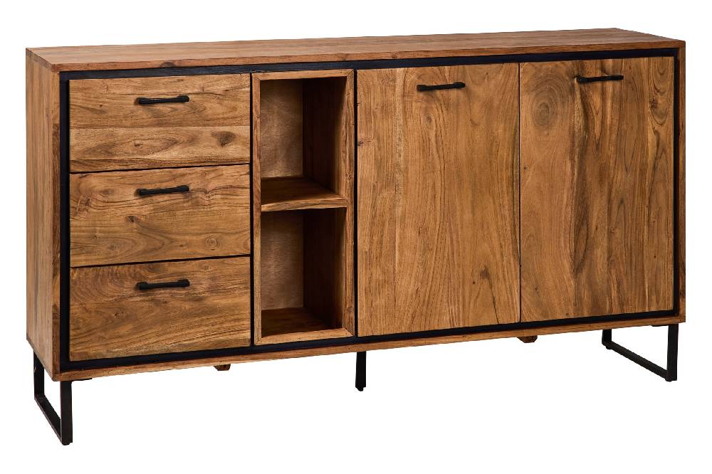 Novità Home Farley - Credenza 2 Sportelli 3 Cassetti 2 Ripiani A Vista In Vendita