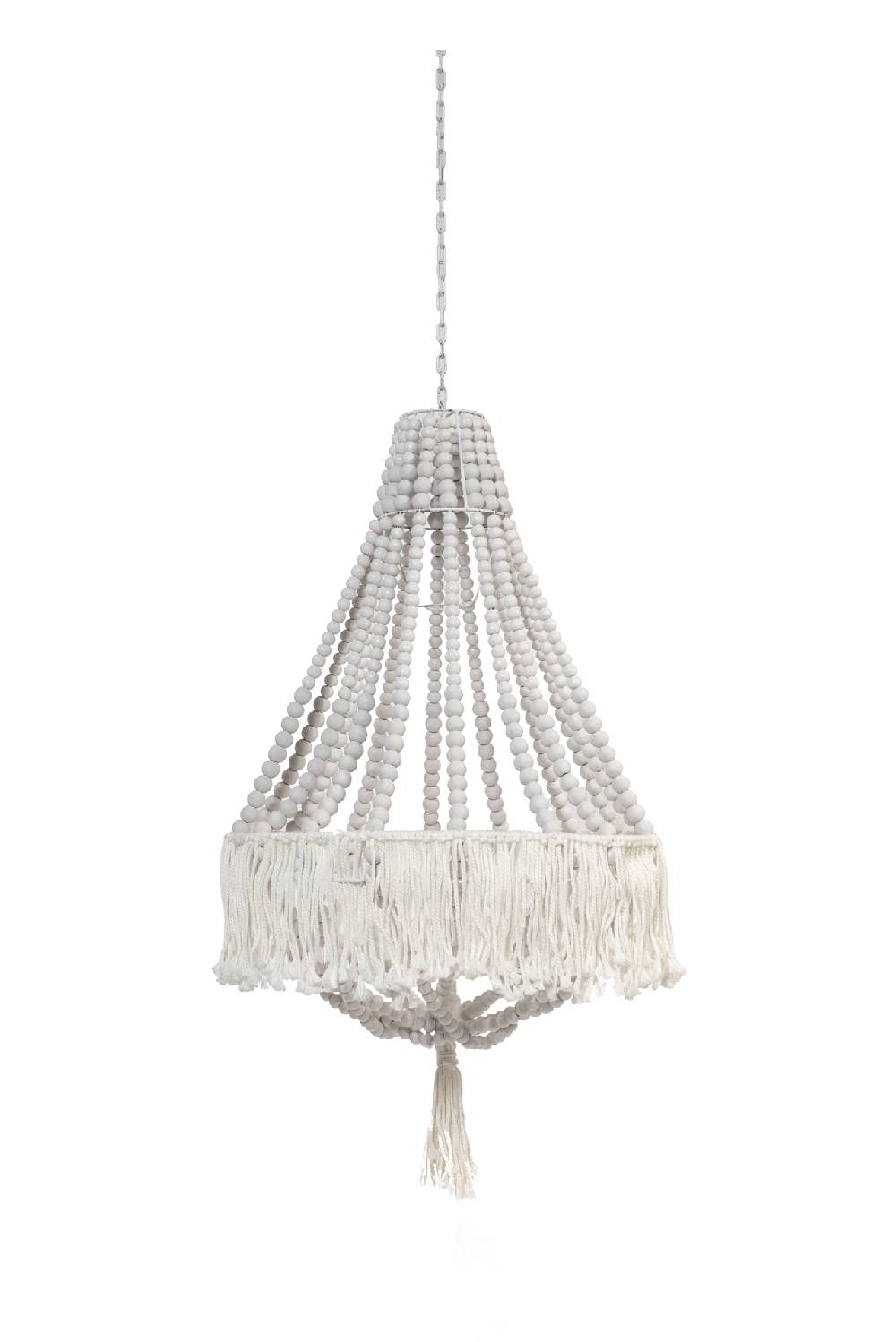 Novità Home Bubbles - Lampadario Sfere Legno Con Frange Bianco Latest fashion